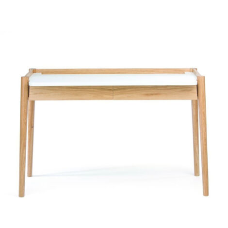 Bureau 2 Tiroirs "Feldbach" 126cm Chêne & Blanc (1/5)