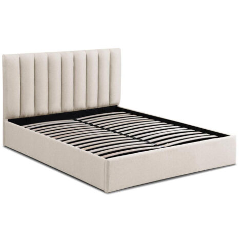 Lit Coffre Design en Tissu "Songa" 160x200cm Beige (1/3)