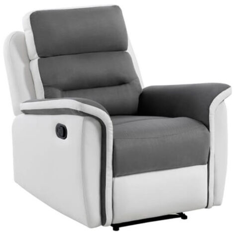 Fauteuil de Relaxation "Katonio" 100cm Blanc & Gris (1/5)