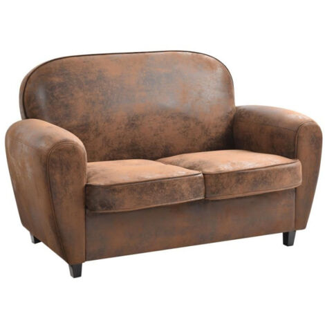Canapé Club Vintage "Confortable" 139cm Marron (1/5)