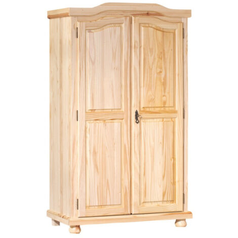 Armoire 2 Portes Pin "Cardaillac" 180cm Naturel (1/5)