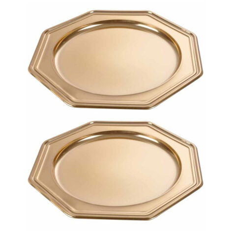 Lot de 2 Plateaux Déco "Octogonaux" 30cm Or (1/2)