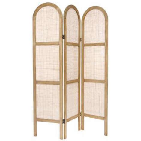 Atmosphera – Paravent déco cannage 3 panneaux 170cm – Bois Paulownia et rotin naturel – Élégant pour séparation d'espace intérieur (1/4)