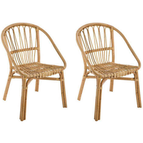 Atmosphera – Lot de 2 chaises en rotin beige 80cm – Design élégant – Dimensions L. 56 x l. 63 x H. 80 cm – Poids 3,95 Kg (1/5)