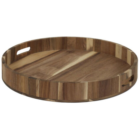 Plateau De Service Ovale En Bois Massif - 44.5 X 27.8 Cm - Fabriqué à La Main - Pour Présentation Fromage, Fruits, Apéro