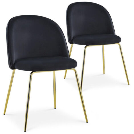 Lot de 2 Chaises Design en Velours "Lia" 79cm Noir (1/5)