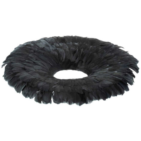 Couronne Déco "Plumes" 52cm Noir (1/2)