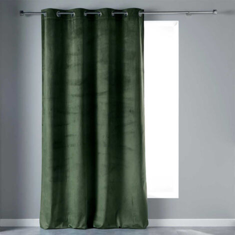 Rideau à Œillets "Velvetine" 140x240cm Vert Kaki (1/2)