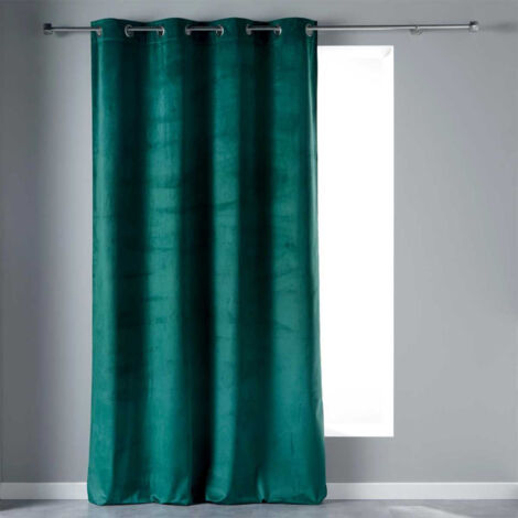 Rideau à Œillets "Velvetine" 140x240cm Bleu Pétrole (1/4)