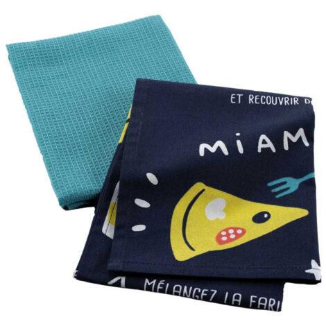 Lot de 2 Torchons Enfant "Mini Chef II" 50x70cm Bleu (1/3)