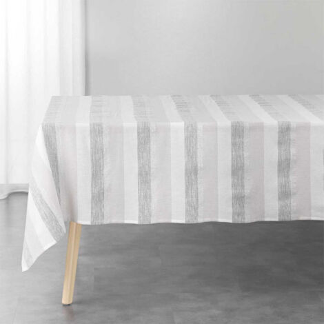 Nappe en Coton Tissée "Eldora" 140x240cm Argent (1/3)