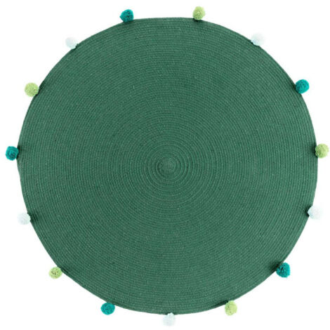 Tapis Rond Enfant "Pompomparty" 90cm Vert