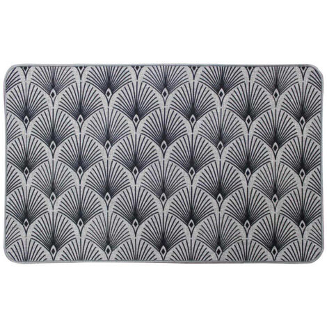 Tapis Tissé Imprimé "Casella" 45x75cm Gris (1/2)