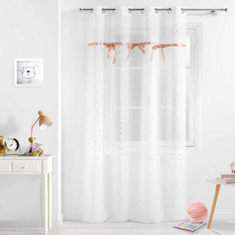 Rideau Voilage Enfant "Little Miss" 140x240cm Blanc