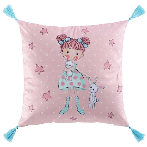 Coussin Déco Imprimé "Zoe" 40x40cm Rose (1/2)