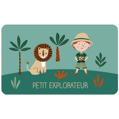 Set de Table Enfant "Léo l'Explorateur" 28x44cm Vert (1/2)