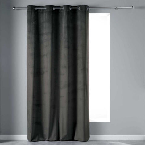 Rideau à Œillets "Velvetine" 140x280cm Anthracite (1/2)
