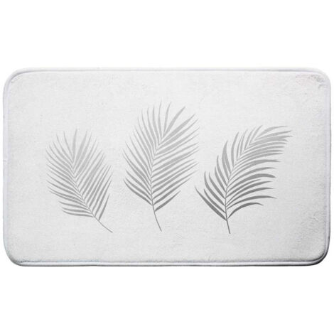 Tapis de Bain Imprimé "Orbella" 45x75cm Blanc & Argent (1/3)
