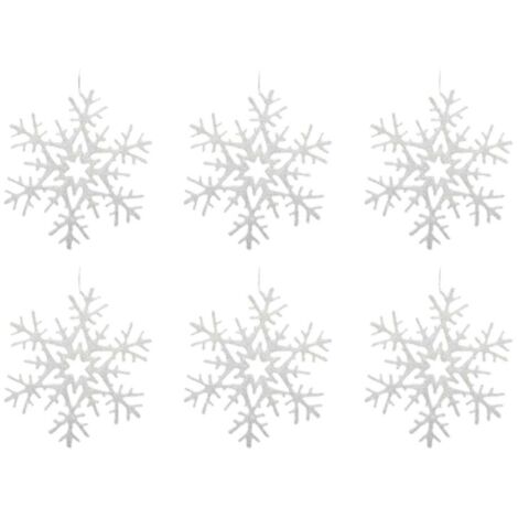 Paris Prix - Décoration De Noël 6 Flocons polaire 20cm Blanc (1/3)