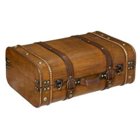 Petite Valise à Slip En Bois Vintage - Marron, Rétro, Capacité 40L, Occasion