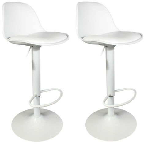 Lot de 2 Tabourets de Bar "Isak" 104cm Blanc (1/5)