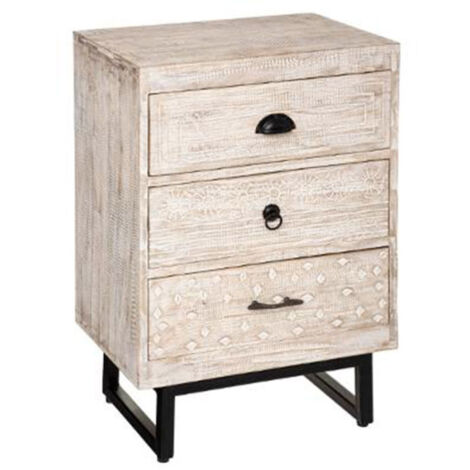 Table de Chevet 3 Tiroirs "Ajay" 73cm Naturel (1/5)