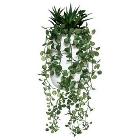 Plante Artificielle en Pot "Compo" 33cm Blanc & Vert