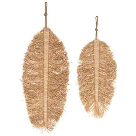 Atmosphera – Décoration murale en raphia 'Oasis' 70cm – Design de feuille – MDF et roseau – Esthétique naturelle pour intérieur moderne (1/4)