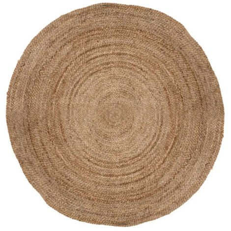 Atmosphera – Tapis kilim rond en jute 120cm – Couleur beige – Épaisseur 0,5cm – Poids 2,4kg – Design naturel pour décoration intérieure (1/5)