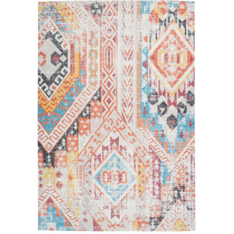 Tapis Ethnique à Poils Courts "Indiana II" Orange 80 x 150 cm (1/4)