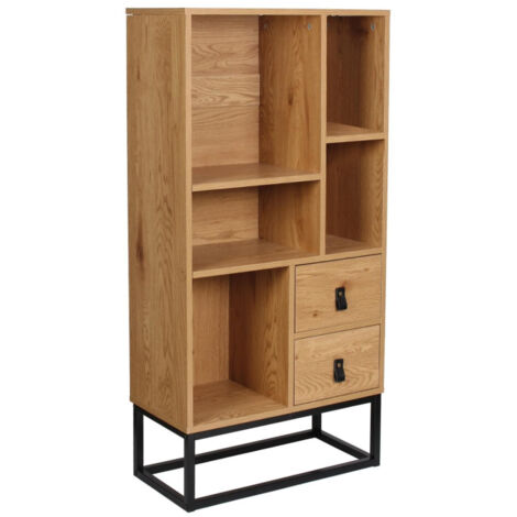 Bibliothèque Design "Abbott" 120cm Naturel & Noir (1/5)