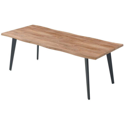 Paris Prix – Table de repas extensible 150-210cm – Bois naturel – Piètement en fonte – 6 à 8 personnes – Style moderne (1/5)