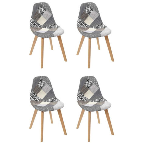 Lot de 4 Chaises Design "Patchwork" 86cm Gris (1/5)