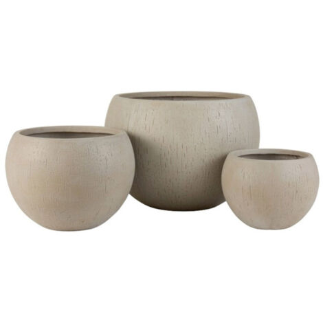 Lot de 3 Cache-Pots Design "Argile" 55cm Beige