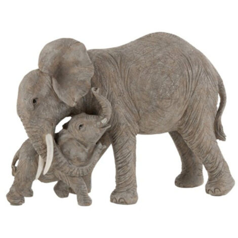 Statue Déco "Eléphant Câlin" 28cm Gris