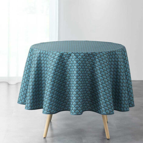 Nappe Ronde Imprimée "Art Chic" 180cm Bleu (1/2)