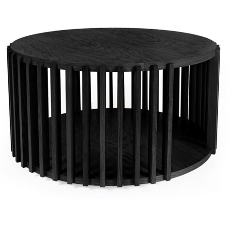 Table Basse Ronde Design "Drum" 83cm Noir (1/5)
