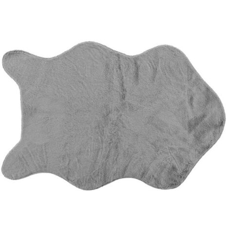 Tapis Imitation Fourrure "Réglisse" 60x90cm Gris (1/3)