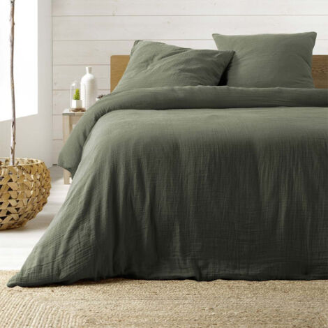 Parure de Lit 3 Pièces "Angelia" 260x240cm Vert Kaki