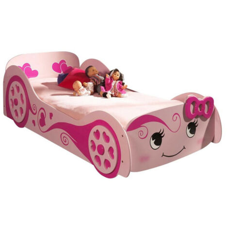 Lit Enfant Voiture "Love" 90x200cm Rose (1/4)