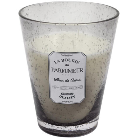 Bougie Parfumée en Verre "Bulle" 23cm Fleur de Coton (1/3)