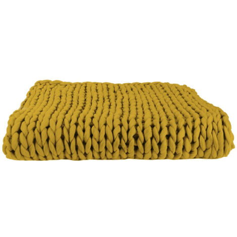 Plaid Déco Maille "Chunky" 120x150cm Jaune (1/5)