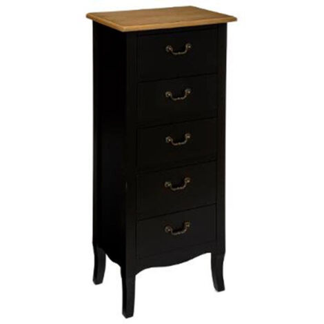 Atmosphera – Chiffonnier 5 tiroirs 113cm noir – MDF et bois pin – Design moderne compact – Rangement élégant pour intérieur (1/5)