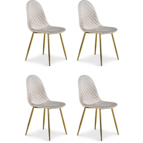 Lot de 4 Chaises en Velours "Waynor" 87cm Taupe (1/5)