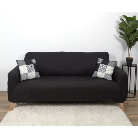 Housse de Canapé 3 Places "Extensible" 80x230cm Noir (1/2)