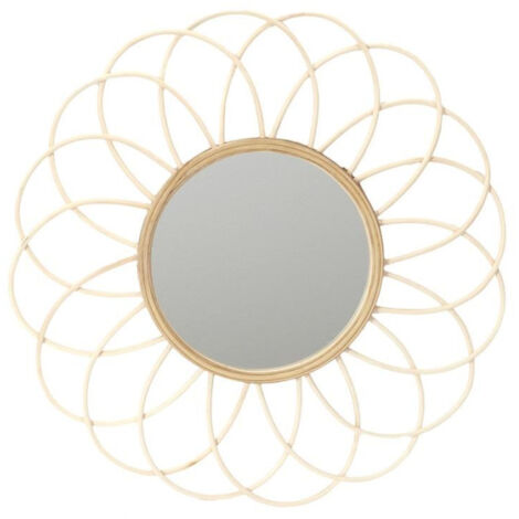Miroir Mural en Rotin "Rosace" 56cm Naturel (1/3)