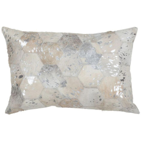 Coussin Déco en Cuir "Spark" 40x60cm Argent (1/3)