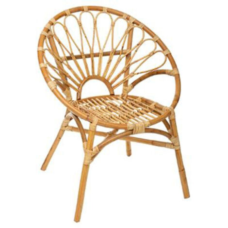 Atmosphera – Fauteuil de jardin en rotin naturel – Dimensions L. 68 x l. 61 x H. 84,5 cm – Hauteur d'assise 44 cm – Design empilable pour rangement facile