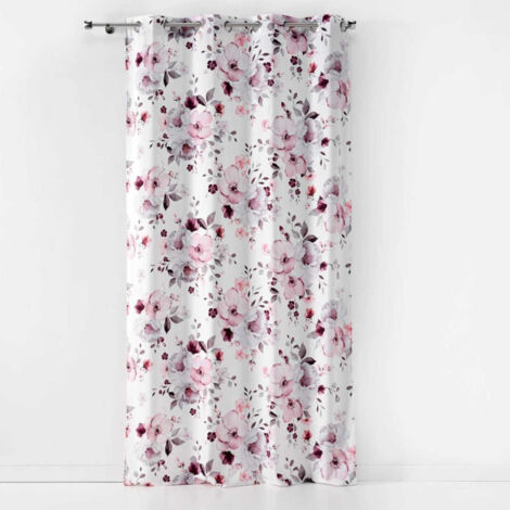 Paris Prix – Rideau à œillets velours floral 140x240cm blanc – Tissu 100% polyester – Décoration moderne pour intérieur élégant