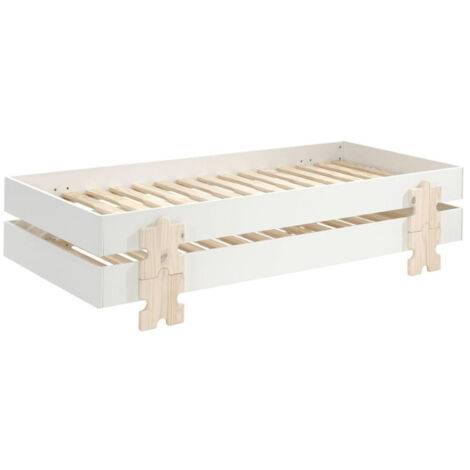 Lit Enfant en Bois "Modulo Puzzle II" 90x200cm Blanc (1/5)